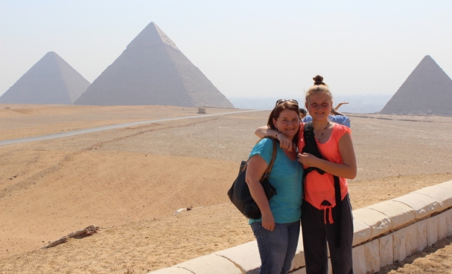 In front of the pyramids in Giza