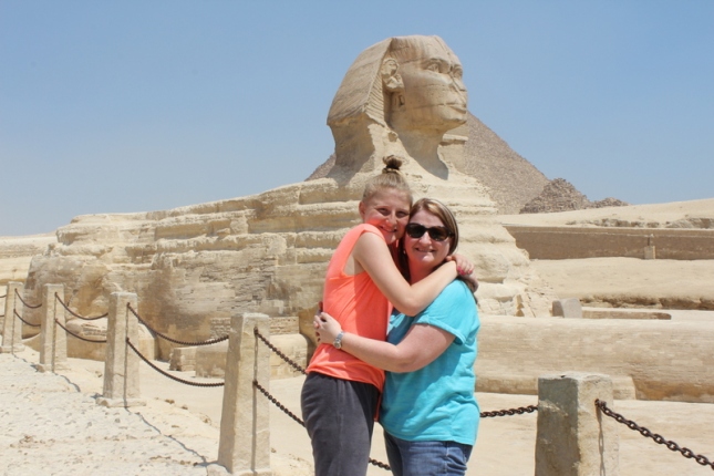 In front of the Sphinx - courtesy of our tour guide Yahia